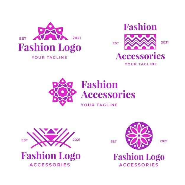 Collezione di logo di accessori moda design piatto