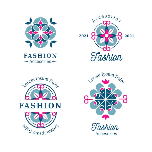 Pacchetto logo accessori moda design piatto