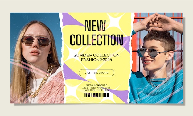 Flat design fashion collection facebook template