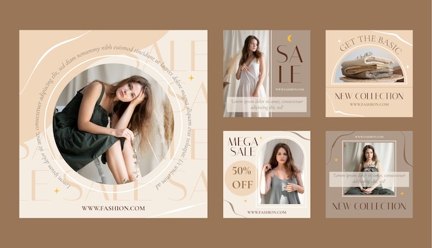 Flat design fashion collection instagram posts