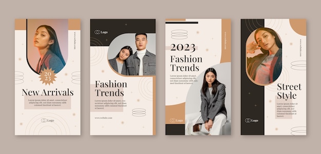 Vector flat design fashion collection instagram stories