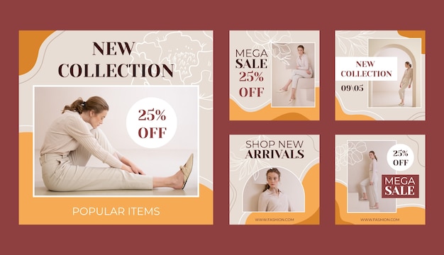 flat design fashion design instagram posts