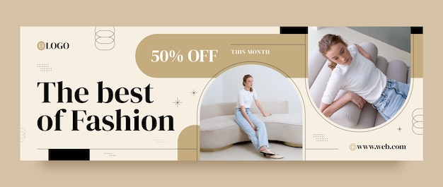 Flat design fashion sale twitter header