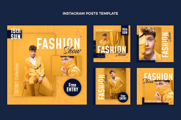 Vector flat design fashion show instagram post template