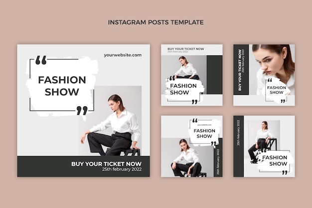 Vector flat design fashion show instagram post template