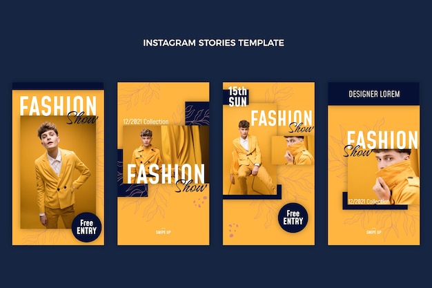 Vector flat design fashion show instagram stories template