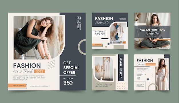 Flat design fashion trends instagram posts