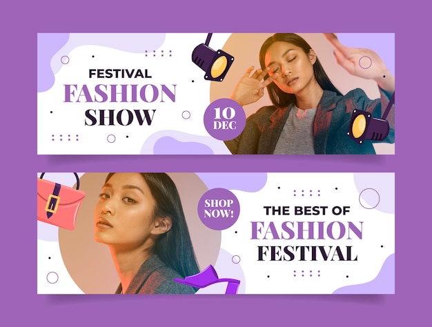 Vector flat design fashion week  horizontal banner