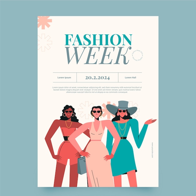 Vector flat design fashion week  poster template