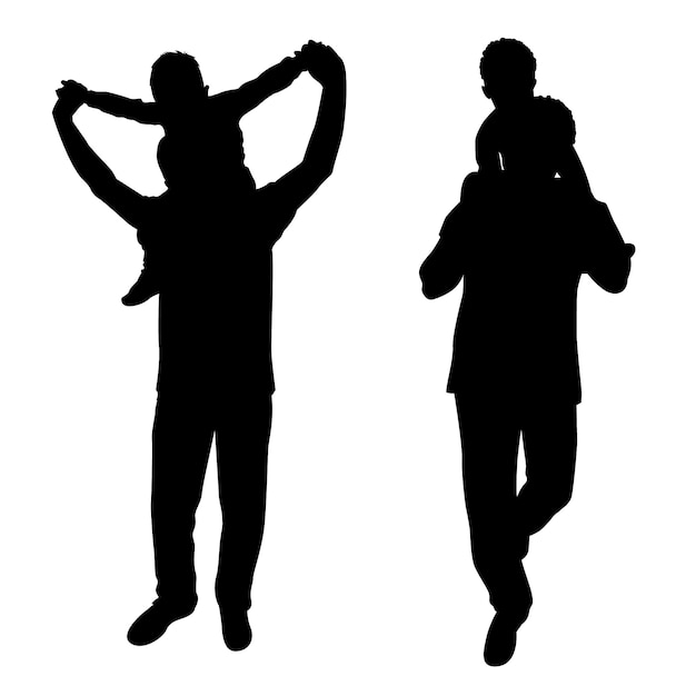 Vector flat design father and son silhouette