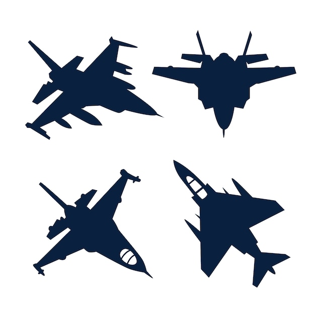 Vector flat design fighter jet silhouette