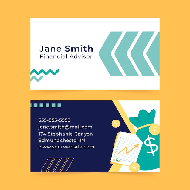 Vector flat design finances concept horizontal business card