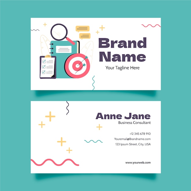 Flat design financial consultancy horizontal business card