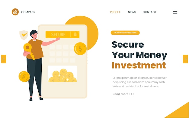 Flat design financial investment business security concept