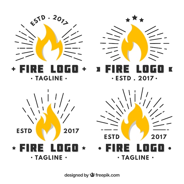 Collezione logo design flat fire