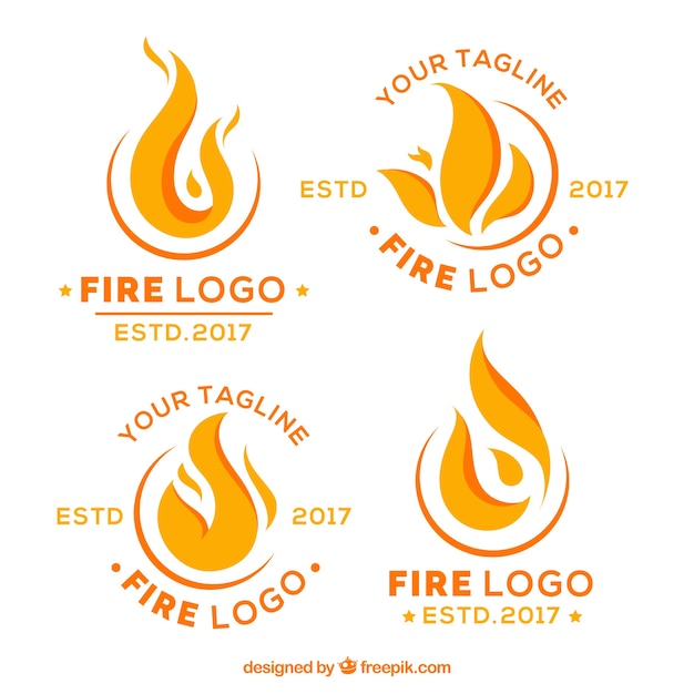 Vettore collezione logo design flat fire