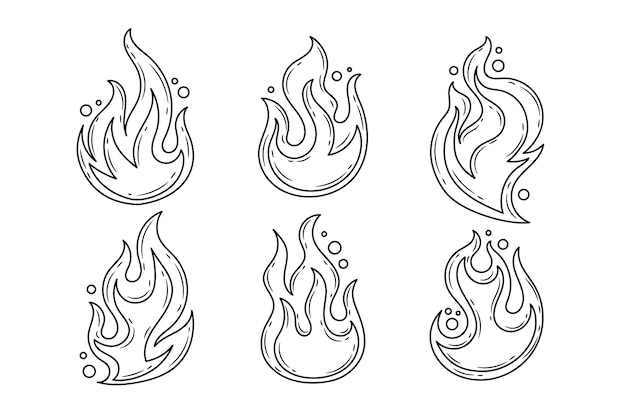 Vector flat design fire outline illustration