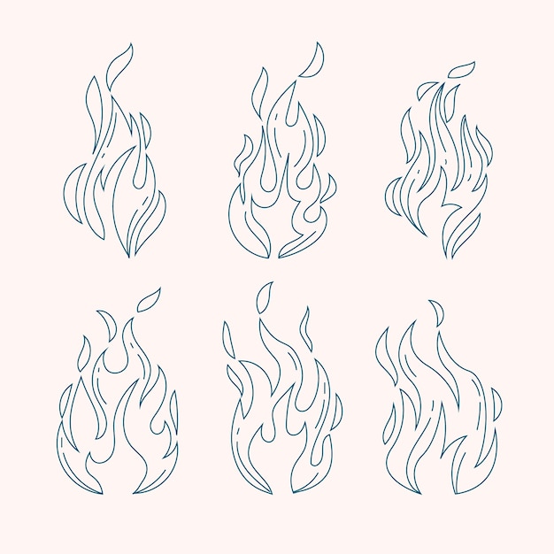 Vector flat design fire outline illustration