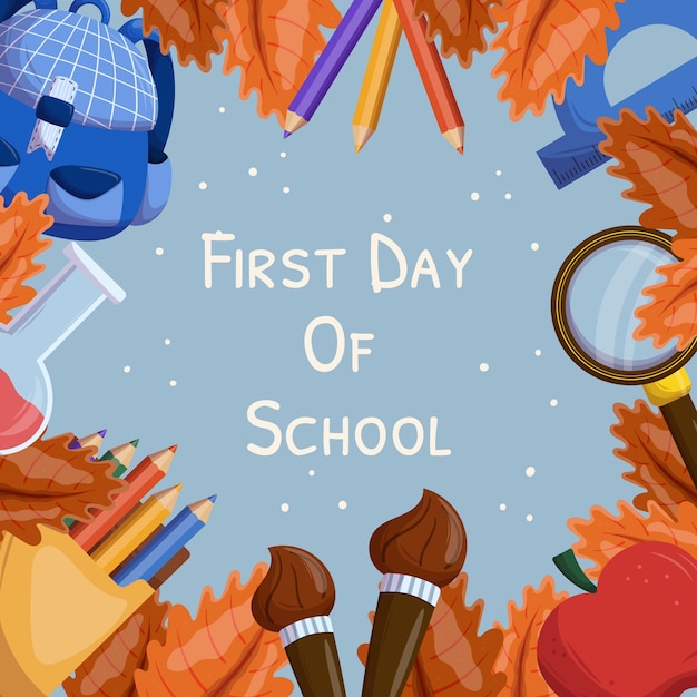 Flat design first day of school frame