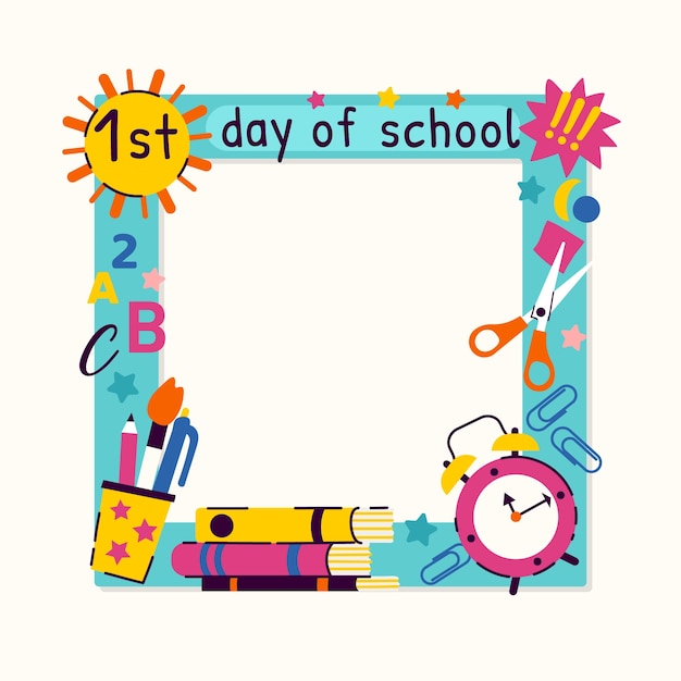 Premium Vector | Flat design first day of school frame