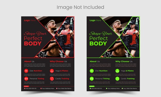 Flat design fitness and gym template