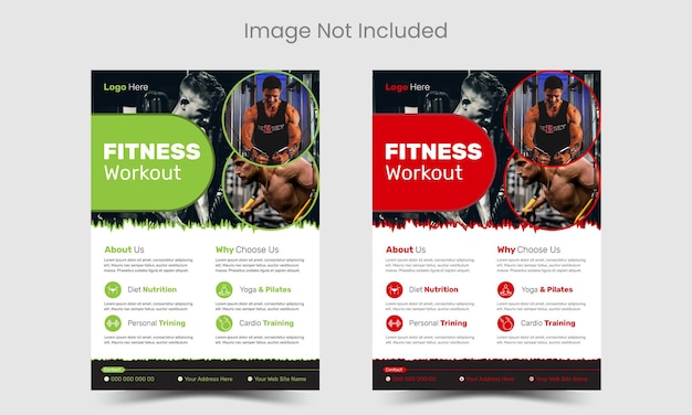 Flat design fitness and gym template