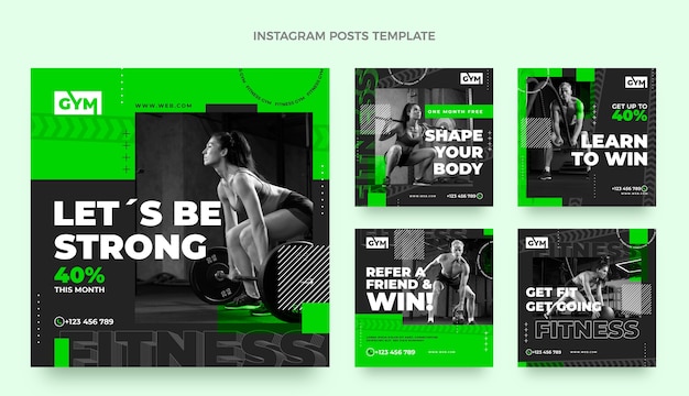 Vector flat design fitness  instagram post