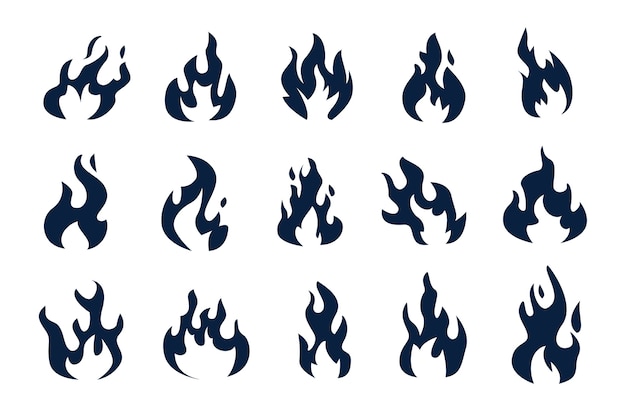 Vector flat design flame silhouette illustration