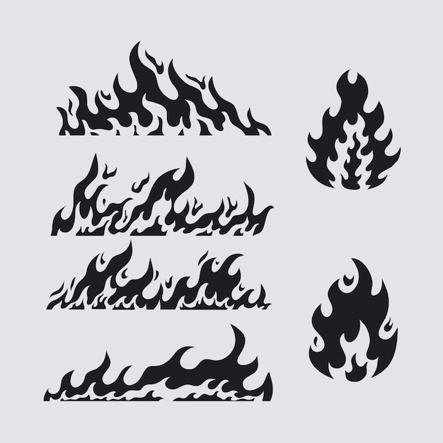 Vector flat design flame silhouette illustration