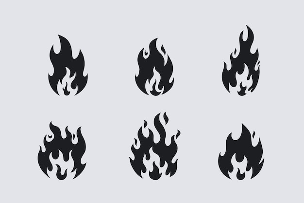 Vector flat design flame silhouette illustration