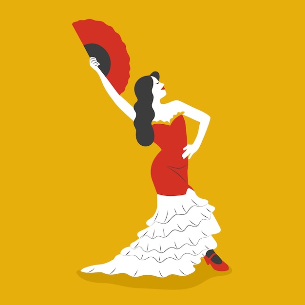 Vettore illustrazione della donna di flamenco di design piatto