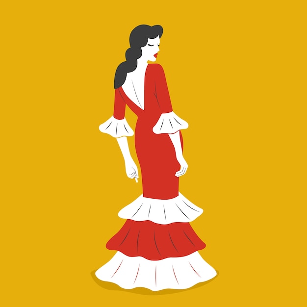 Illustrazione della donna di flamenco di design piatto