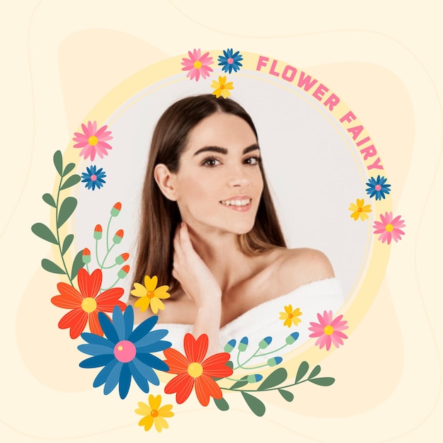 Flat design floral facebook frame