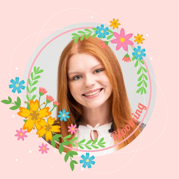 Flat design floral facebook frame