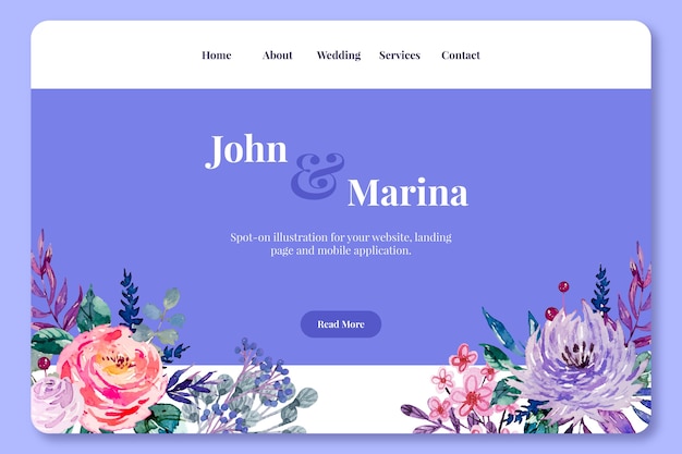 Flat design floral wedding template