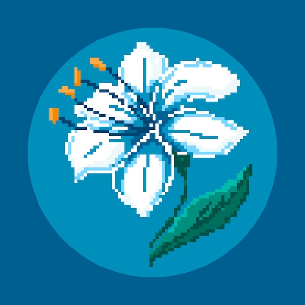 Vector flat design flower pixel art illustration