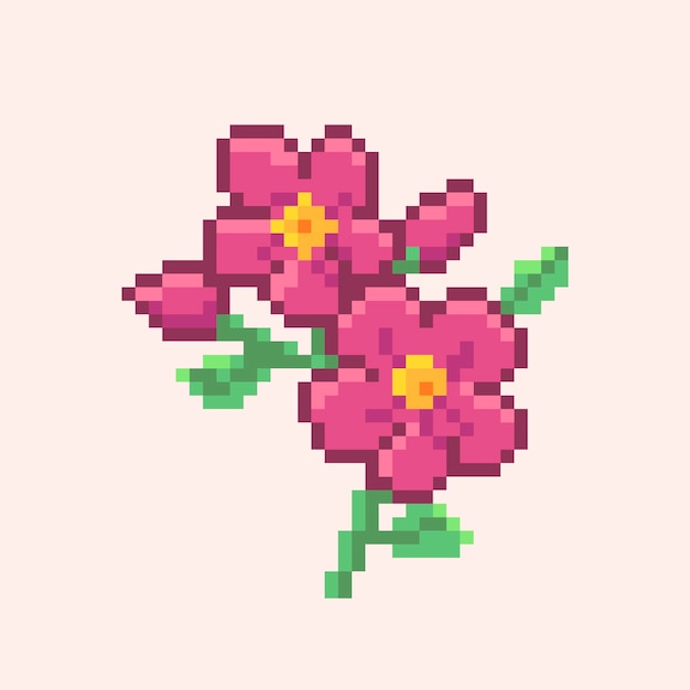 Flat design flower pixel art