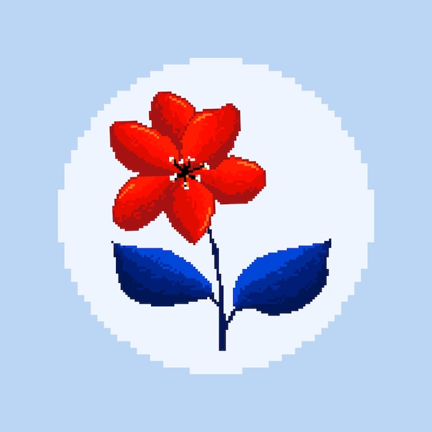 Pixel art fiore design piatto