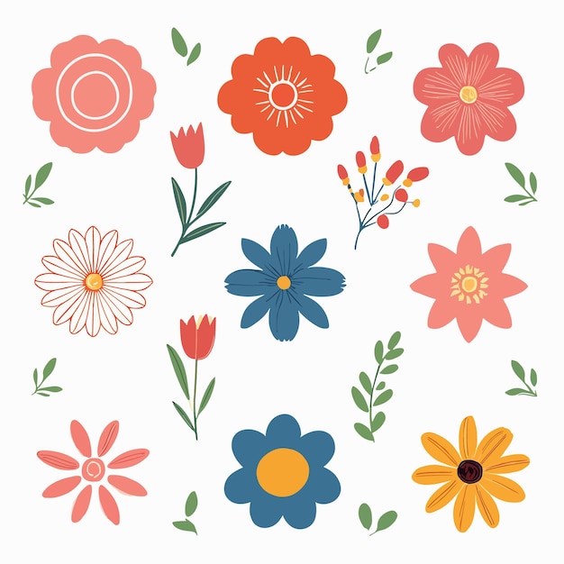 Premium Vector | Flat design flower set collection minimal flat