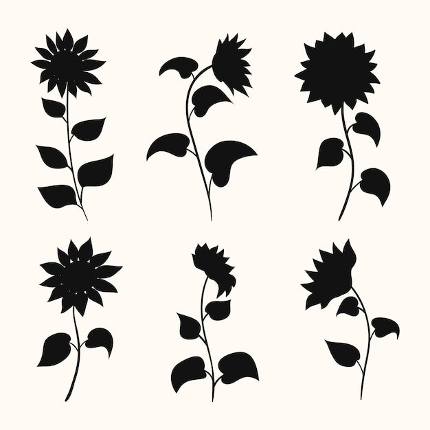 Vector flat design flower silhouettes illustration