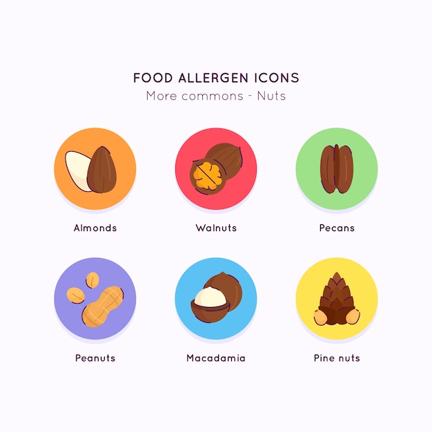 Flat design food allergy set