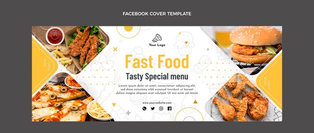 Vector flat design of food facebook cover
