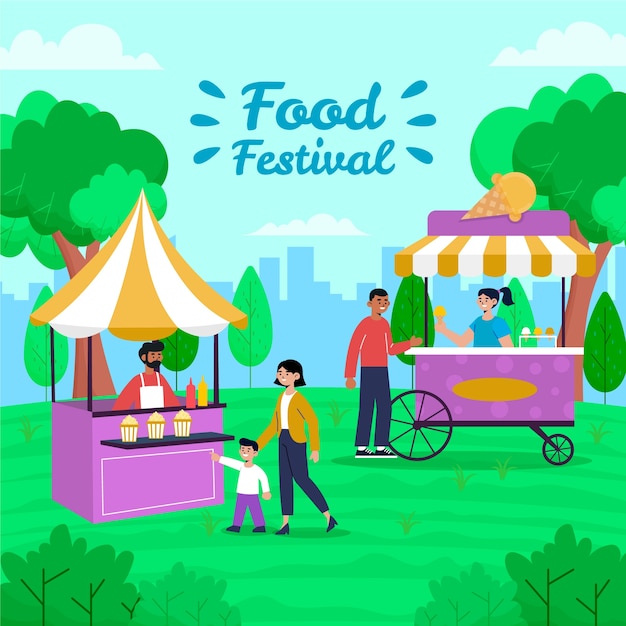 Vector flat design food festival illustration