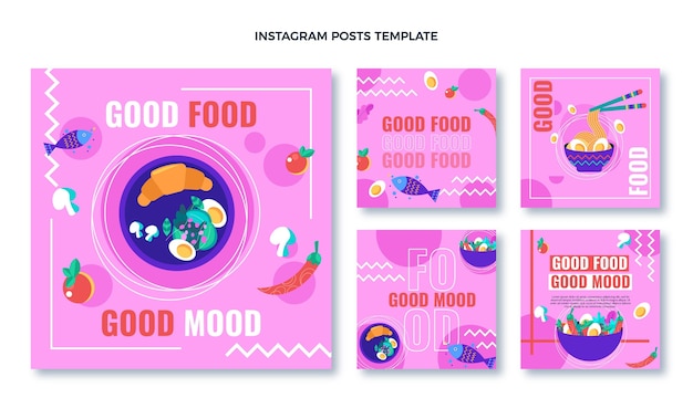 Flat design of food ig posts