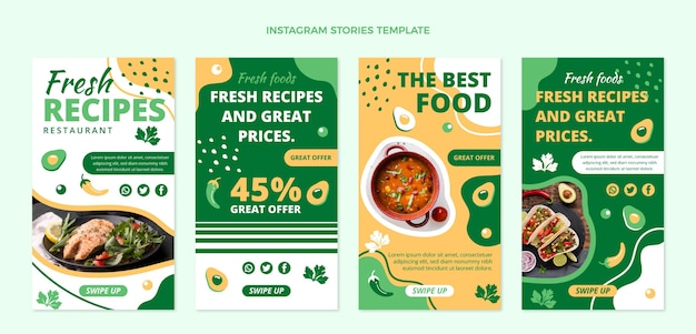 Vector flat design of food ig stories