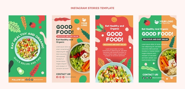 Vector flat design of food ig stories