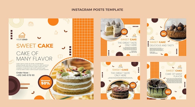 Vettore post di instagram cibo design piatto