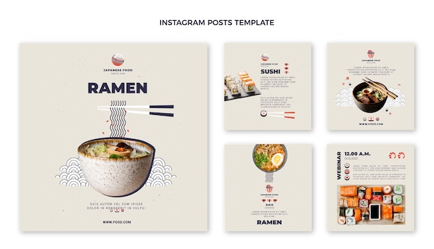 Vector flat design food instagram post