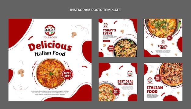 Vettore post di instagram cibo design piatto