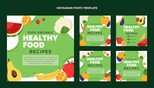 Vector flat design food instagram post